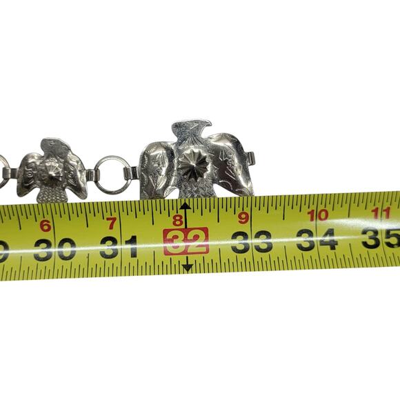Vintage Southwestern Thunderbird Concho Belt Silver Tone Stamped Link Chain main image 13